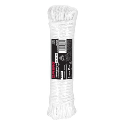 48394 - Piola de poliéster diamante de 6mmx15m blanca, madeja, FIERO