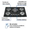 48409 - Parrilla gas empotrable 75cm, 5 quem, vidrio negro, Riviera