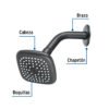484203 48420 - Regadera cuadrada 3-3/4" brazo y chapetón, negro, Basic