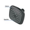 484211 48421 - Regadera cuadrada de ABS 3-3/4" sin brazo, negro, Basic