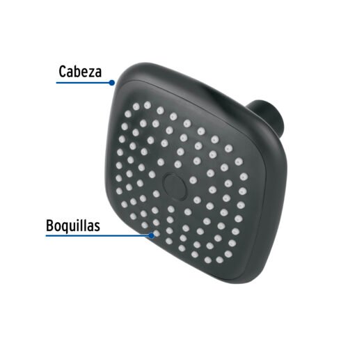 484211 48421 - Regadera cuadrada de ABS 3-3/4" sin brazo, negro, Basic