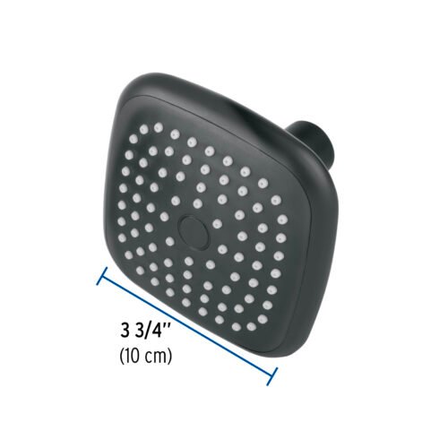 484212 48421 - Regadera cuadrada de ABS 3-3/4" sin brazo, negro, Basic