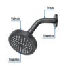 48422 - Regadera redonda 4-1/4" brazo y chapetón, negro, Basic