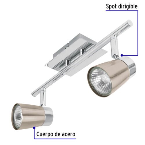 48433 - Luminario de sobreponer con 2 spots base GU10, Volteck