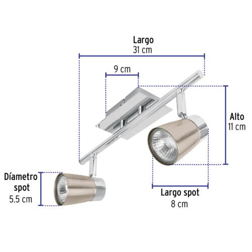 48433 - Luminario de sobreponer con 2 spots base GU10, Volteck