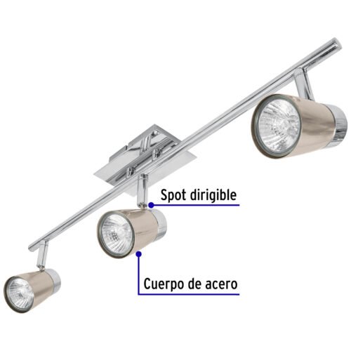 48434 - Luminario de sobreponer con 3 spots base GU10, Volteck