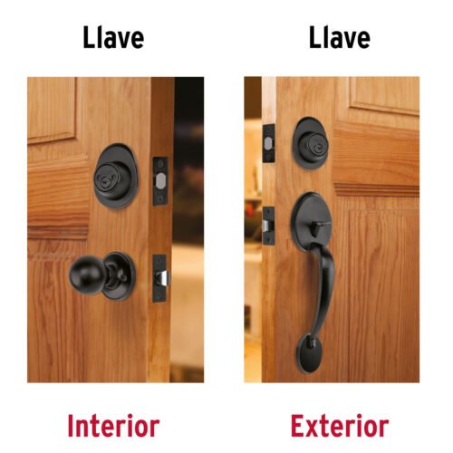 48436 - Jaladera y perilla, Lugo llave-llave, negro, HERMEX