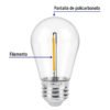 484521 48452 - Lámpara LED S14 con filamento 1 W luz cálida, caja, Volteck