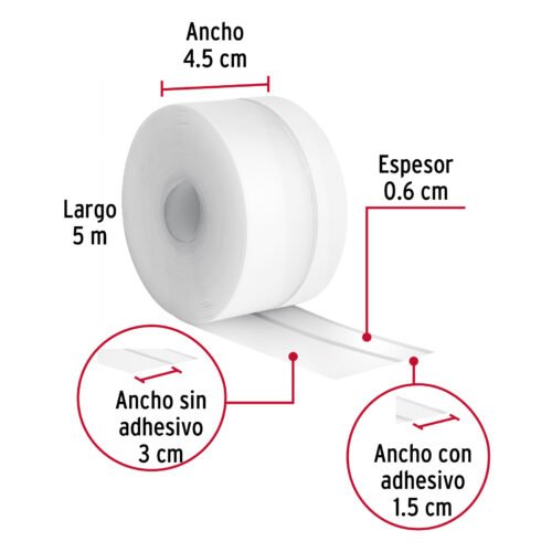 48465 - Cinta guardapolvo 5 m x 45 mm, transparente, HERMEX