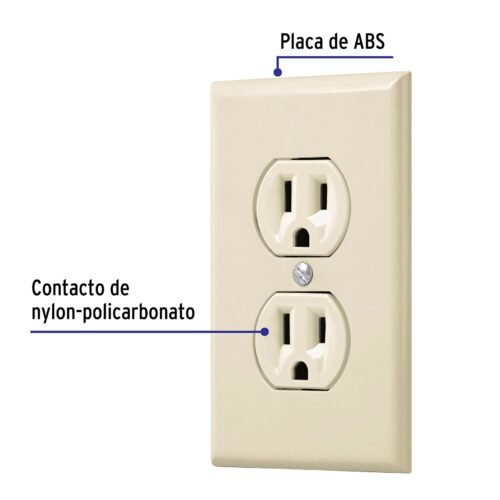 48488 - Placa armada 2 contactos polarizados, línea Standard, marfil
