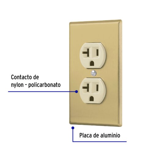 484961 48496 - Placa armada contacto dúplex,2 polos,línea Standard,aluminio