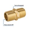 48499 - Niple unión NPT de latón, 1/2" con tuerca hexagonal, Foset