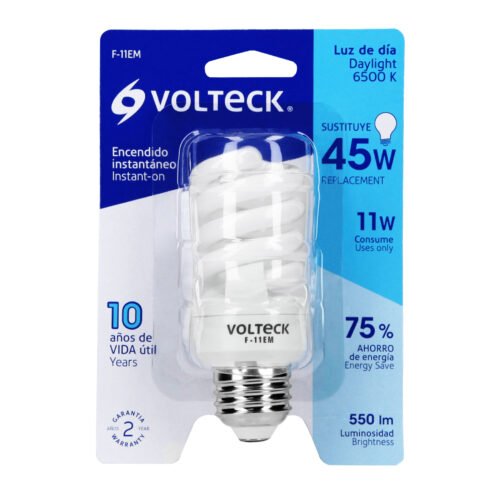 48502 - Lámpara espiral mini T2 11 W luz de día en blíster, Volteck