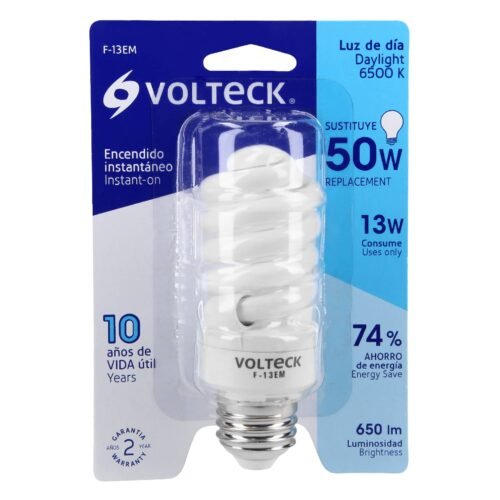 485043 48504 - Lámpara espiral mini T2 13 W luz de día en blíster, Volteck