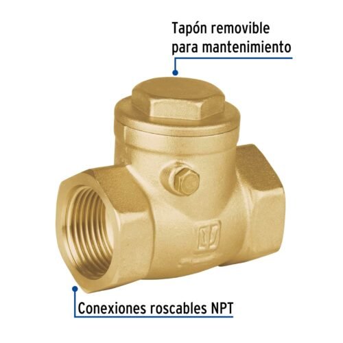 48511 - Válvula check horizontal de latón, 3/4", Foset