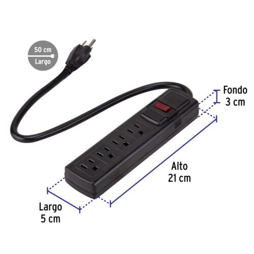 485392 48539 - Multicontacto doméstico con 4 entradas, negro, VOLTECK