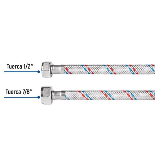 48543 - Manguera p/WC, aluminio, 1/2" x 7/8", 50 cm, Basic