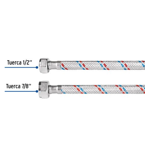 485442 48544 - Manguera p/WC, aluminio, 1/2" x 7/8", 60 cm, Basic