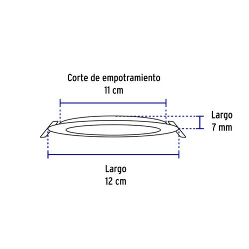 485461 48546 - Luminario ultradelgado redondo p/empotrar 6W, luz de día