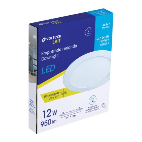 485475 48547 - Luminario ultradelgado redondo p/empotrar 12W, luz de día