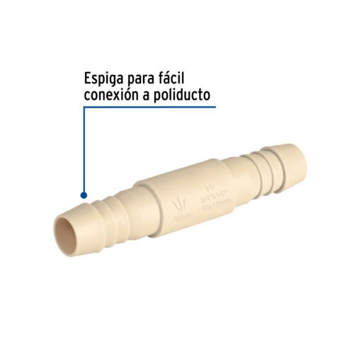 48556 - Cople reducido inserción de 3/4" x 1/2" de polipropileno