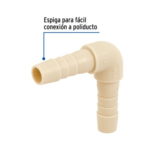 48561 - Codo 90° inserción de 3/8" de polipropileno, Foset