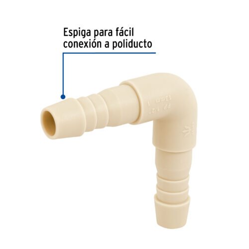 48562 - Codo 90° inserción de 1/2" de polipropileno, Foset