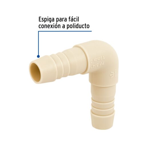 48563 - Codo 90° inserción de 3/4" de polipropileno, Foset