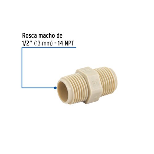 48583 - Niple corrido 1/2" de polipropileno, Foset