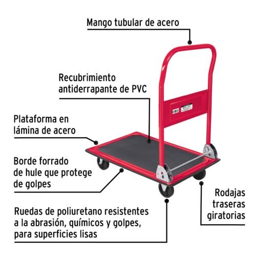 485951 48595 - Carro de carga plegable tipo plataforma, 150 kg, Pretul