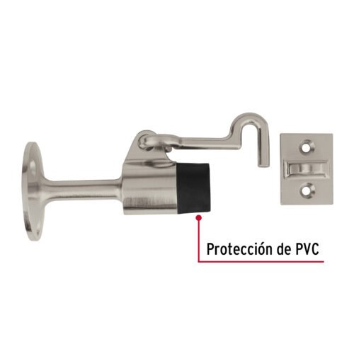 485962 48596 - Tope metálico para puerta con gancho, HERMEX