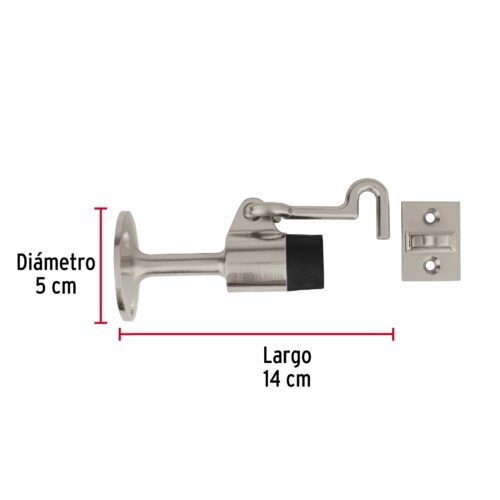485963 48596 - Tope metálico para puerta con gancho, HERMEX