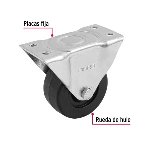 48599 - Rodaja hule 3", placa fija con buje, carga 50 kg, FIERO