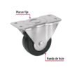 48600 - Rodaja hule 3", placa fija con balero, carga 60 kg, FIERO