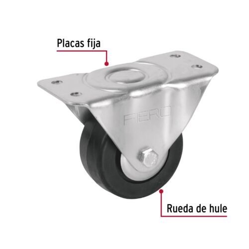 48600 - Rodaja hule 3", placa fija con balero, carga 60 kg, FIERO