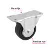 48601 - Rodaja hule 4", placa fija con balero, carga 100 kg, FIERO