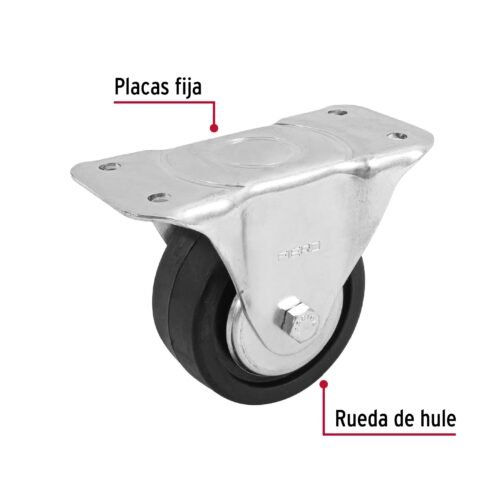 48601 - Rodaja hule 4", placa fija con balero, carga 100 kg, FIERO