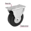 48602 - Rodaja hule 6", placa fija con balero, carga 150 kg, FIERO