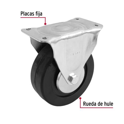 48602 - Rodaja hule 6", placa fija con balero, carga 150 kg, FIERO
