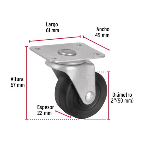 48604 - Rodaja hule 2", placa giratoria c/buje, carga 25kg, FIERO
