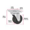 48605 - Rodaja hule 2", placa giratoria c/balero, carga 40kg, FIERO