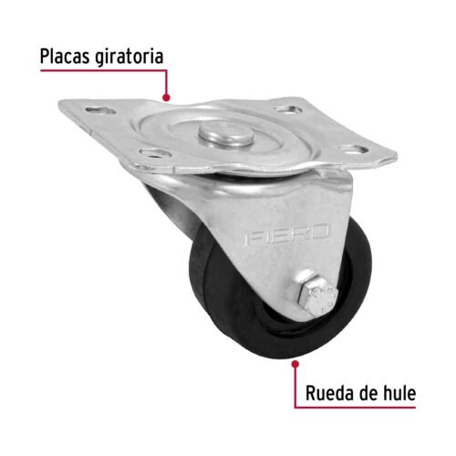 48607 - Rodaja hule 2-1/2" placa giratoria c/buje, carga 50kg, FIERO