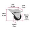 48607 - Rodaja hule 2-1/2" placa giratoria c/buje, carga 50kg, FIERO