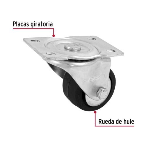 486081 48608 - Rodaja hule 2-1/2", placa giratoria c/balero, carga 50kg