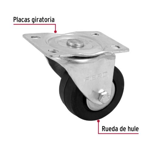 48611 - Rodaja hule 3", placa giratoria c/balero, carga 60kg, FIERO
