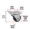 48611 - Rodaja hule 3", placa giratoria c/balero, carga 60kg, FIERO