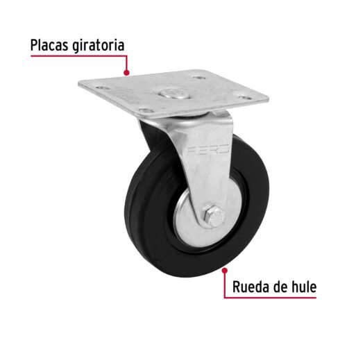 48612 - Rodaja hule 4", placa giratoria c/balero, carga 50kg, FIERO