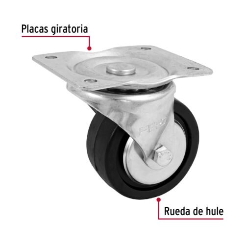48613 - Rodaja hule 4", placa giratoria c/balero, carga 100kg, FIERO