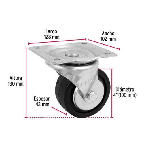 48613 - Rodaja hule 4", placa giratoria c/balero, carga 100kg, FIERO