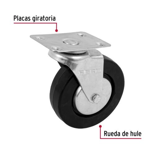 48614 - Rodaja hule 5", placa giratoria c/balero, carga 60kg, FIERO